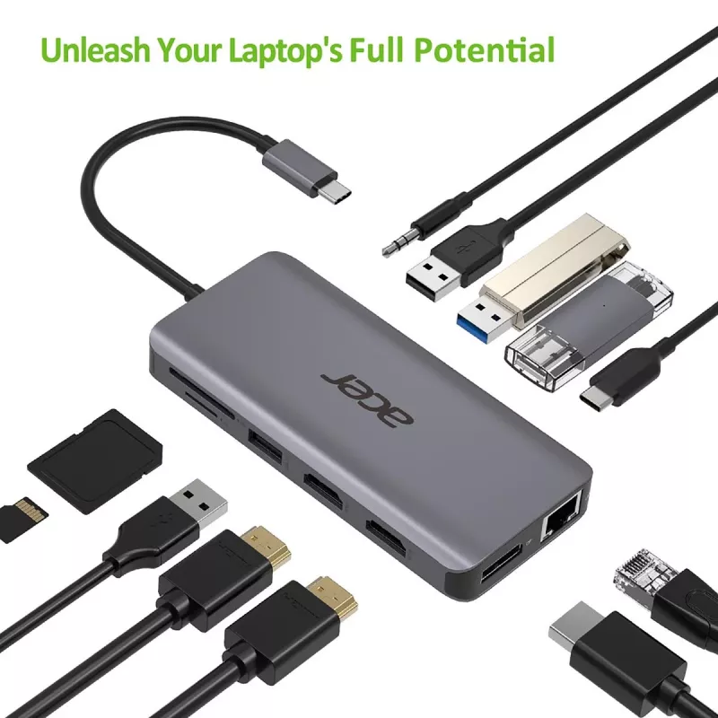 ACER 12in1 USB Type C adapteris sidabrinis