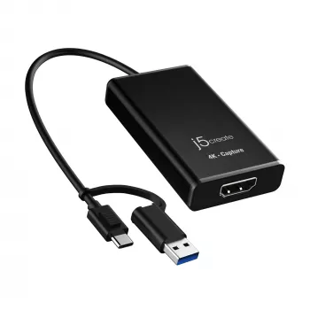 j5create JVA11-N 4K HDMI™ fiksavimo adapteris, juodas, USB 3.2 Gen 1, 3840 x 2160 pikseliai, aliuminis, 0,19 m, Taivanas