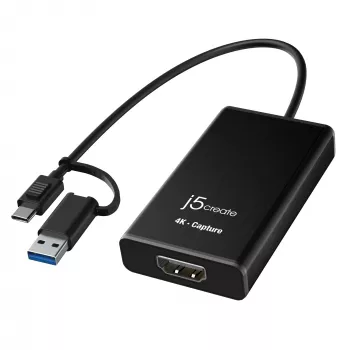 j5create JVA11-N 4K HDMI™ fiksavimo adapteris, juodas, USB 3.2 Gen 1, 3840 x 2160 pikseliai, aliuminis, 0,19 m, Taivanas