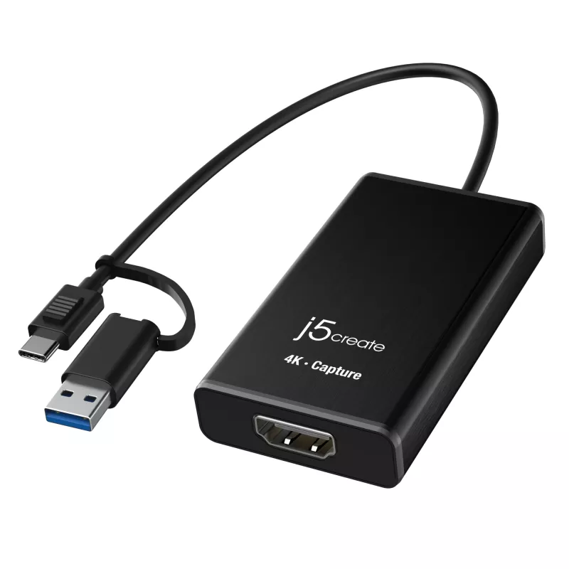 j5create JVA11-N 4K HDMI™ fiksavimo adapteris, juodas, USB 3.2 Gen 1, 3840 x 2160 pikseliai, aliuminis, 0,19 m, Taivanas