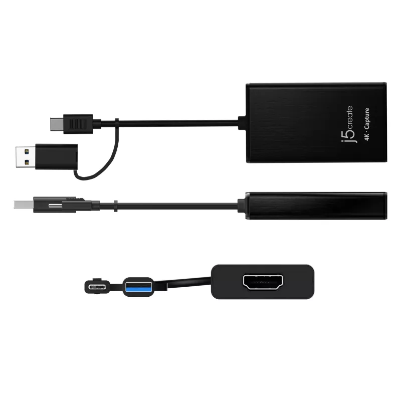 j5create JVA11-N 4K HDMI™ fiksavimo adapteris, juodas, USB 3.2 Gen 1, 3840 x 2160 pikseliai, aliuminis, 0,19 m, Taivanas