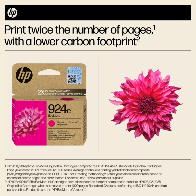 HP 924e EvoMore Original rašalo kasetė, purpurinė
