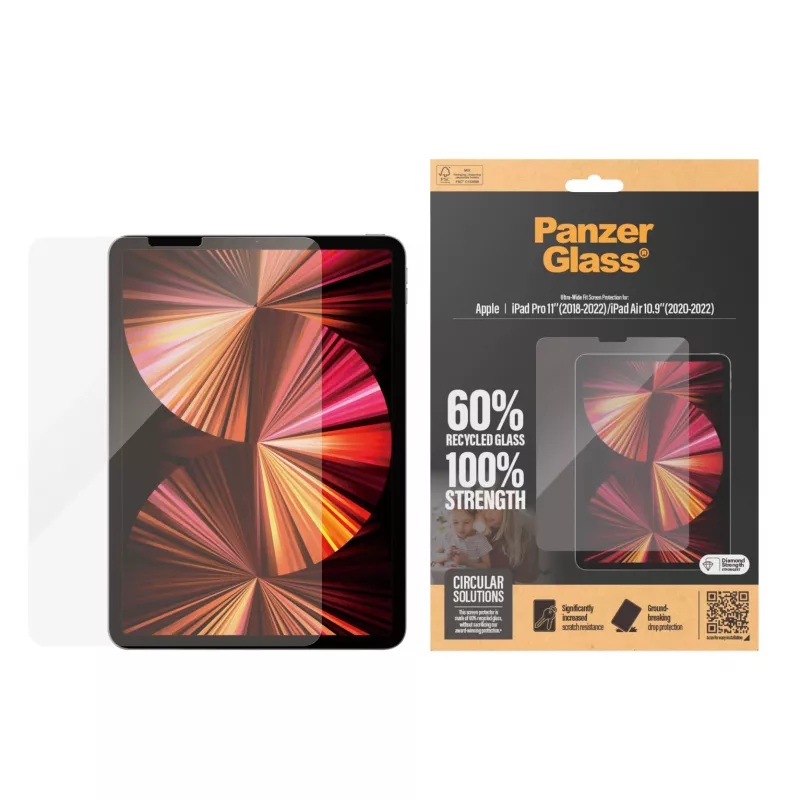 PanzerGlass® Apsauginis stiklas iPad Pro 11'' (2018–2022) | iPad Air 10,9'' (2020, 2022) | Ultra-Wide Fit