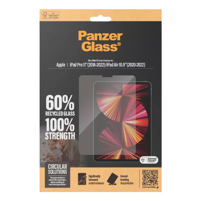 PanzerGlass® Apsauginis stiklas iPad Pro 11'' (2018–2022) | iPad Air 10,9'' (2020, 2022) | Ultra-Wide Fit