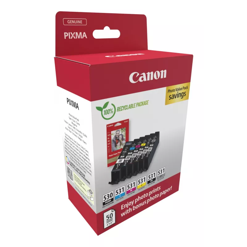 Canon PGI-530/CLI-531 PVP šešių kasečių rinkinys Original Black, Cyan, Grey, Magenta, Photo black, Yellow