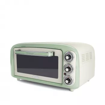 Ariete 979 Design elektrinė orkaitė, 18 l, tinka 30 cm picai, 1380 W, 3 kepimo padėtys, 60 min. laikmatis, nerūdijantis plienas, pastelinė žalia