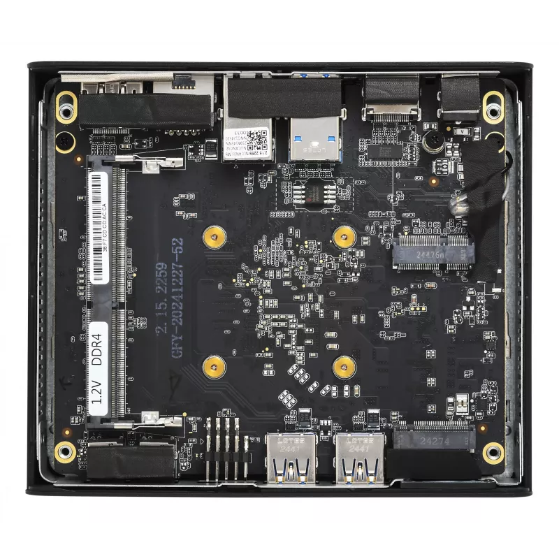 Shuttle Nano PC NE10N, Intel N 100, 1x HDMI, 1x DP, 6x USB, 1x LAN, be ventiliatoriaus, 24/7 darbui, su VESA laikikliu