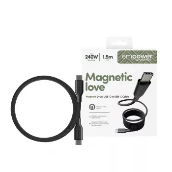 PanzerGlass empower™ by ® Magnetic 240W USB-C į USB-C laidas | USB 2.0 | 1,5 m | Kosminė juoda