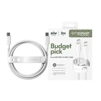 PanzerGlass empower™ by ® Racing USB-C į USB-C laidas 60W | USB 2.0 | 2 m | sidabrinė balta