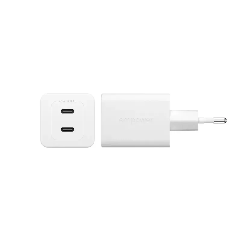 PanzerGlass empower™ by ® Turbo 45W įkroviklis su 2× USB-C | EU kištukas | sidabriškai balta