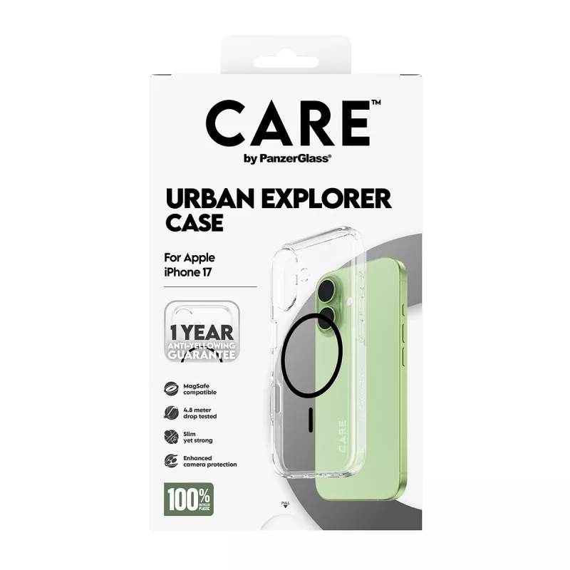Dėklas PanzerGlass CARE by Flagship Case Skaidrus Urban Explorer Juodas MagSafe iPhone 17
