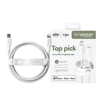 PanzerGlass empower™ by ® Racing USB-C į Lightning laidas 60W | USB 2.0 | 1,2 m | sidabriškai baltas