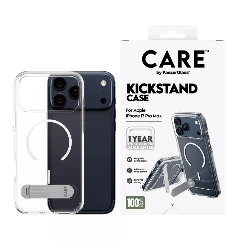 PanzerGlass CARE™ by ® Dėklas Skaidrus su Atramėle ir MagSafe iPhone 17 Pro Max