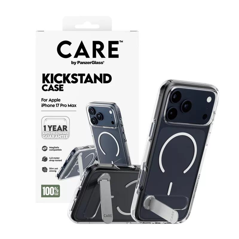 PanzerGlass CARE™ by ® Dėklas Skaidrus su Atramėle ir MagSafe iPhone 17 Pro Max