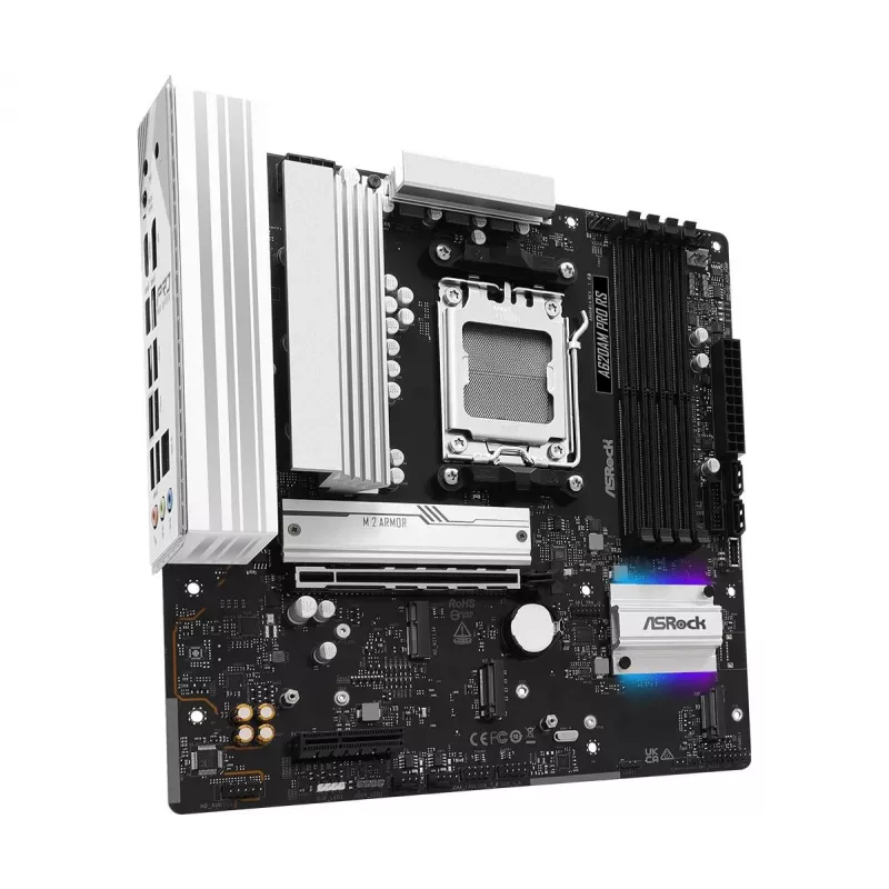 ASRock A620AM Pro Rs pagrindinė plokštė AM5, AMD A620A, 4x DDR5, 1x HDMI 2.1, 1x DisplayPort 1.4, mATX