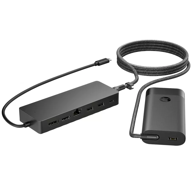 USB-C stotelė ir nešiojamojo kompiuterio įkroviklis HP 9H0H9AA#ABB kompaktiškas dizainas universalus ryšys