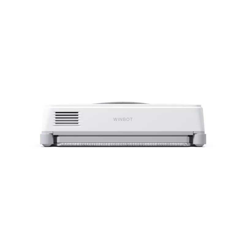 Langų valytuvas Ecovacs WINBOT MINI – su siurbimu, baterija Li‑Ion, minimalus langas 22×25 cm, 1,3 kg, 215×215×55 mm, pilka/balta