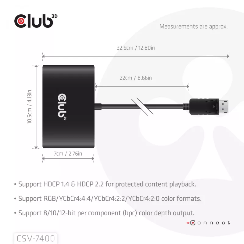 CLUB3D Quad DisplayPort Hub – 4 x 4K raiška @ 30Hz, MST palaikymas