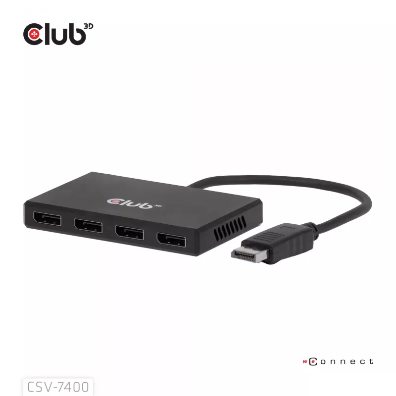 CLUB3D Quad DisplayPort Hub – 4 x 4K raiška @ 30Hz, MST palaikymas