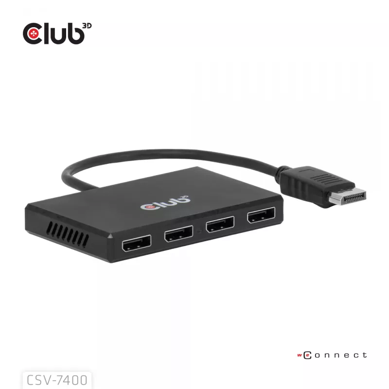 CLUB3D Quad DisplayPort Hub – 4 x 4K raiška @ 30Hz, MST palaikymas