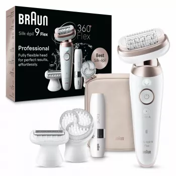 Braun Silk-épil 9 Flex 9-360 3D epiliatorius, rožinė, balta, 40 pincetų