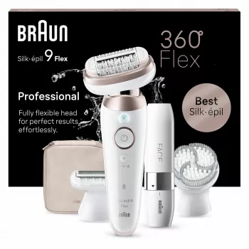 Braun Silk-épil 9 Flex 9-360 3D epiliatorius, rožinė, balta, 40 pincetų