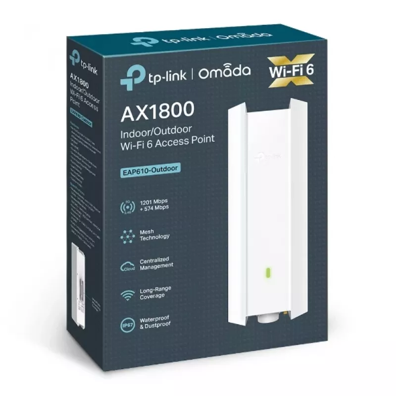 TP-Link Omada EAP610-Outdoor belaidis prieigos taškas WiFi 6, 1800 Mbit/s, balta, PoE