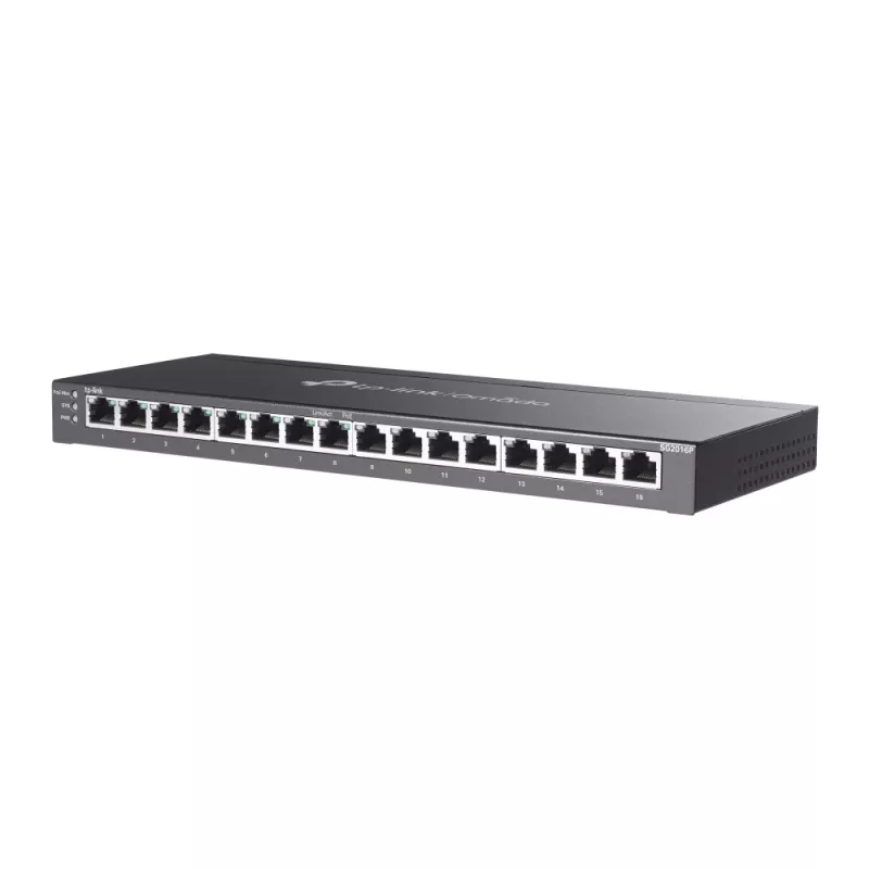 TP-Link Omada 16 prievadų Gigabit valdomas tinklo jungiklis su 8 PoE+ prievadais, L2/L2+, montuojamas į stelažą