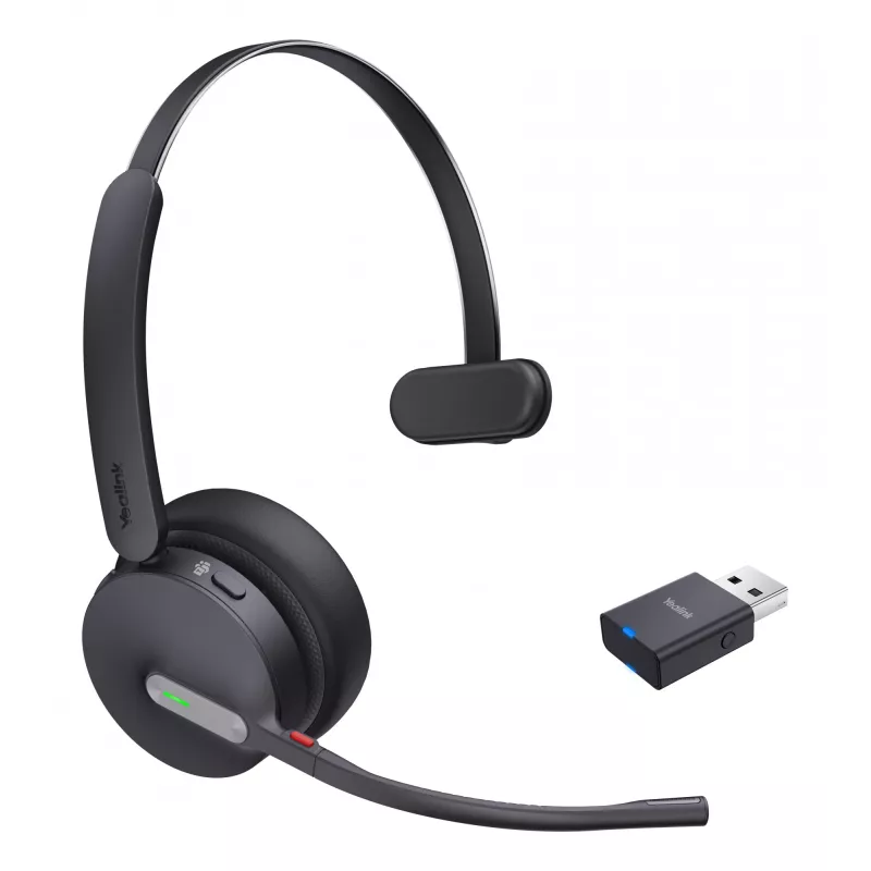 Yealink WH64 Hybrid Mono Teams Ausinės Belaidės Antgalvės Biuro/Skambučių Centro Micro-USB Juodos
