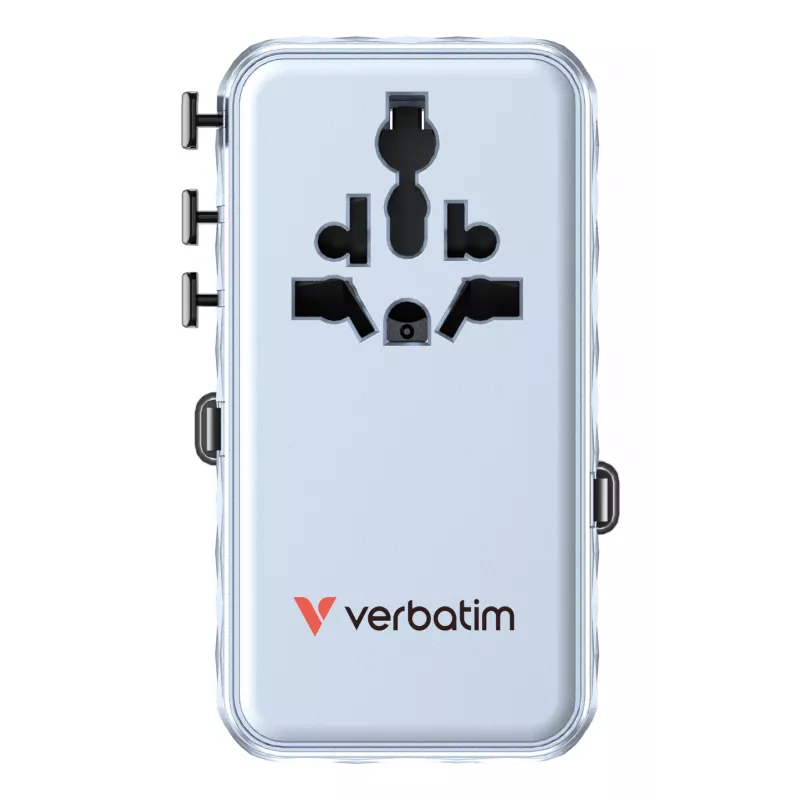 Verbatim Charge 'n' Travel 70W 2C ištraukiamas universalus kelioninis adapteris mėlynas