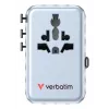 Verbatim Charge 'n' Travel 100W Universal kelioninis adapteris su įtraukiamu kabeliu Mėlyna
