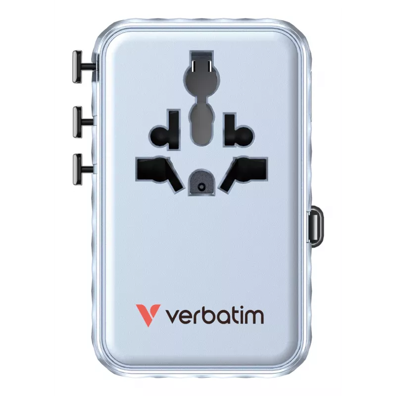 Verbatim Charge 'n' Travel 100W Universal kelioninis adapteris su įtraukiamu kabeliu Mėlyna