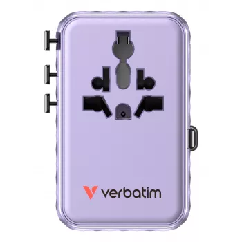 Verbatim Charge 'n' Travel 100W Universalus kelioninis adapteris su įtraukiamu kabeliu Violetinė
