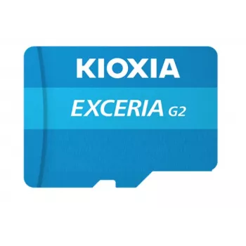 MicroSDHC atminties kortelė Kioxia EXCERIA G2 128 GB UHS-III U3 V30 A1, skaitymas 100 MB/s, rašymas 50 MB/s, mėlyna
