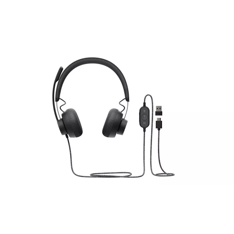 LOGITECH Zone Wired USB-C / USB-A ausinės, sertifikuotos Microsoft Teams, juodos