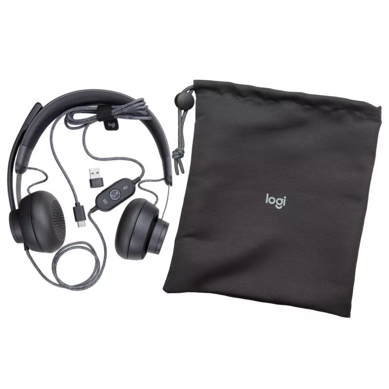 LOGITECH Zone Wired USB-C / USB-A ausinės, sertifikuotos Microsoft Teams, juodos