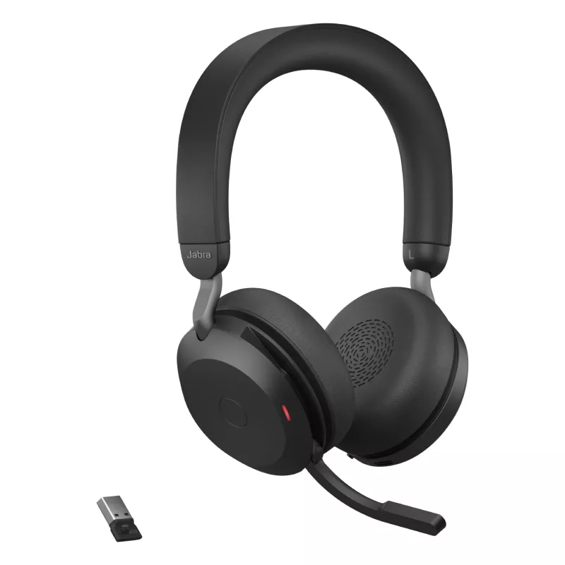 Ausinės Jabra Evolve2 75 USB-A UC su stovo pagrindu juodos