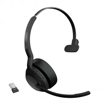 Jabra Evolve2 55 - Link380a MS Mono, belaidė ausinė, biurui/skambučių centrui, 20–20000 Hz, 130 g, juoda
