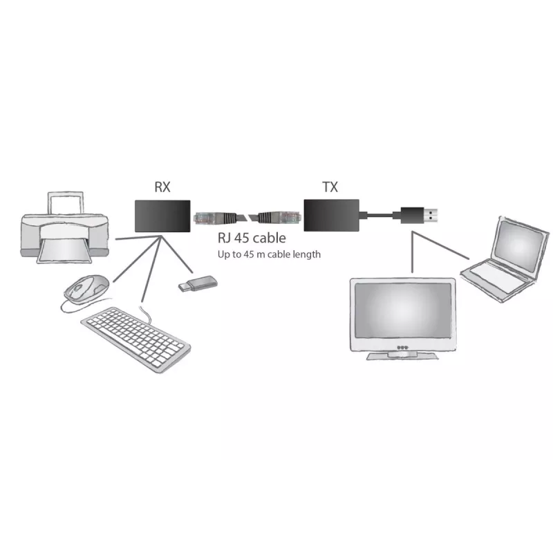 DIGITUS USB 1.1 prailgintuvas per Cat5/5e/6 kabelį iki 45 m