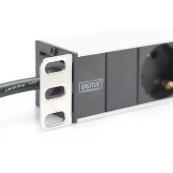 DIGITUS 1U aliumininis PDU, montuojamas į stelažą, galia: 16A, 4000W, 250VAC 50/60Hz, 8x saugūs lizdai