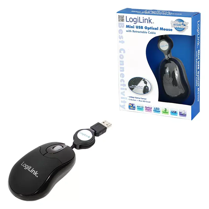 Pelė LogiLink ID0016 USB Type-A optinė, ambidekstrinė