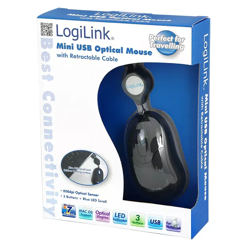 Pelė LogiLink ID0016 USB Type-A optinė, ambidekstrinė