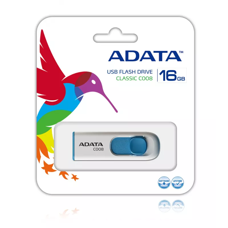 ADATA C008 USB atmintukas 16 GB USB Type-A 2.0 Mėlyna, Balta