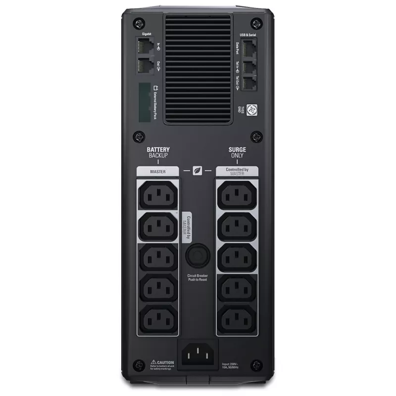 APC Back-UPS Pro 1500VA/865W bokštinis UPS su AVR ir LCD ekranu, 10x IEC C13 lizdai