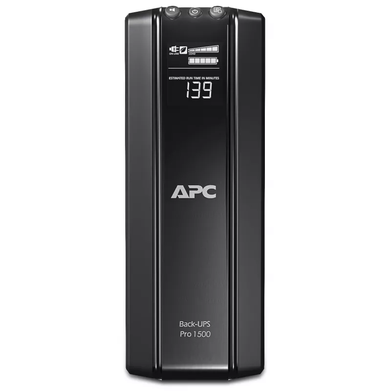 APC Back-UPS Pro 1500VA/865W bokštinis UPS su AVR ir LCD ekranu, 10x IEC C13 lizdai