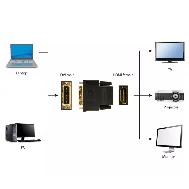 Lyčių keitiklis Gembird A-HDMI-DVI-2