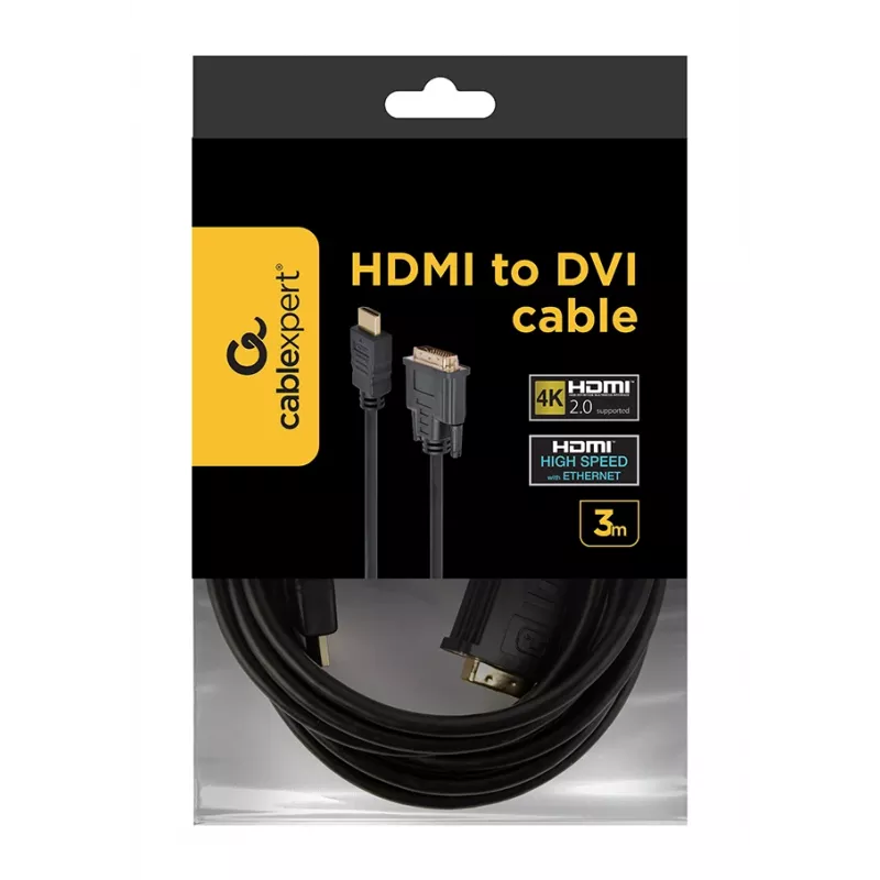 HDMI į DVI-D laidas GEMBIRD CC-HDMI-DVI-10 3 m, juodas, kištukas-kištukas, auksuoti kontaktai