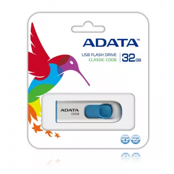 ADATA 32GB C008 USB atmintukas USB Type-A 2.0 Mėlyna, Balta