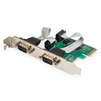 DIGITUS Serial I/O, 2 prievadų, PCI-e papildymo plokštė 2 x DB9 M lizdas, žemo profilio laikikliai, MCS9901 lustas
