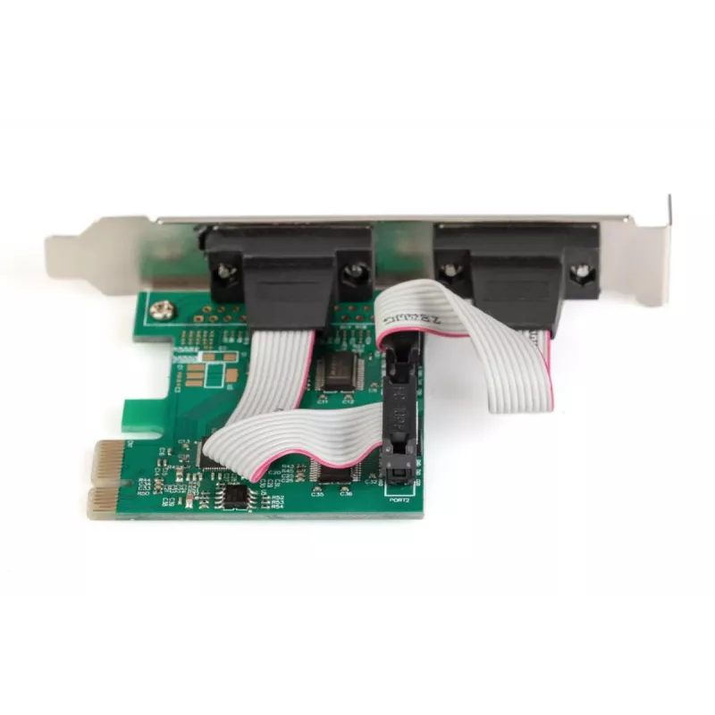 DIGITUS Serial I/O, 2 prievadų, PCI-e papildymo plokštė 2 x DB9 M lizdas, žemo profilio laikikliai, MCS9901 lustas